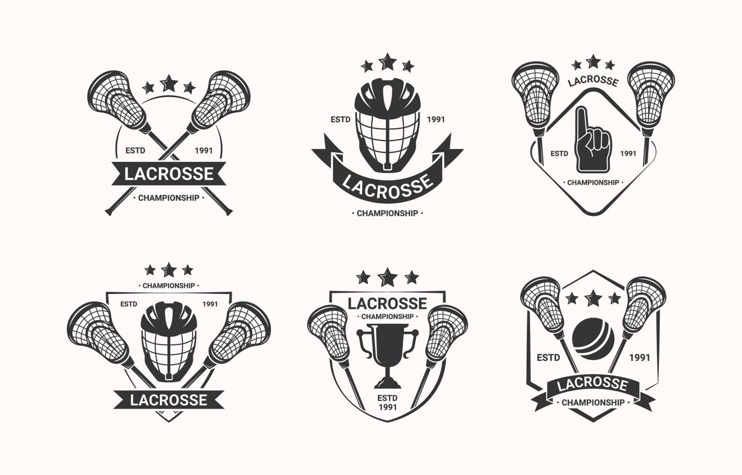 conjunto de logotipo deportivo de lacrosse vector