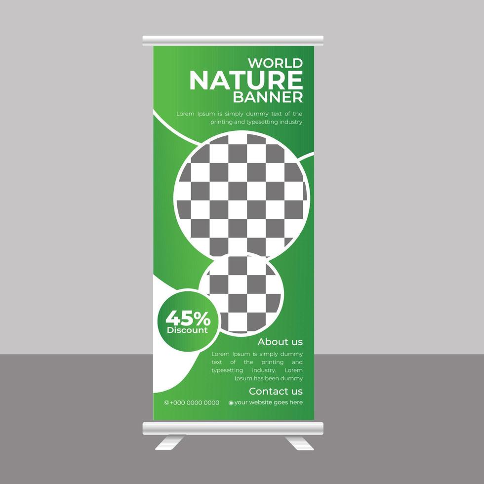 Nature Roll Up Banner Template Design vector