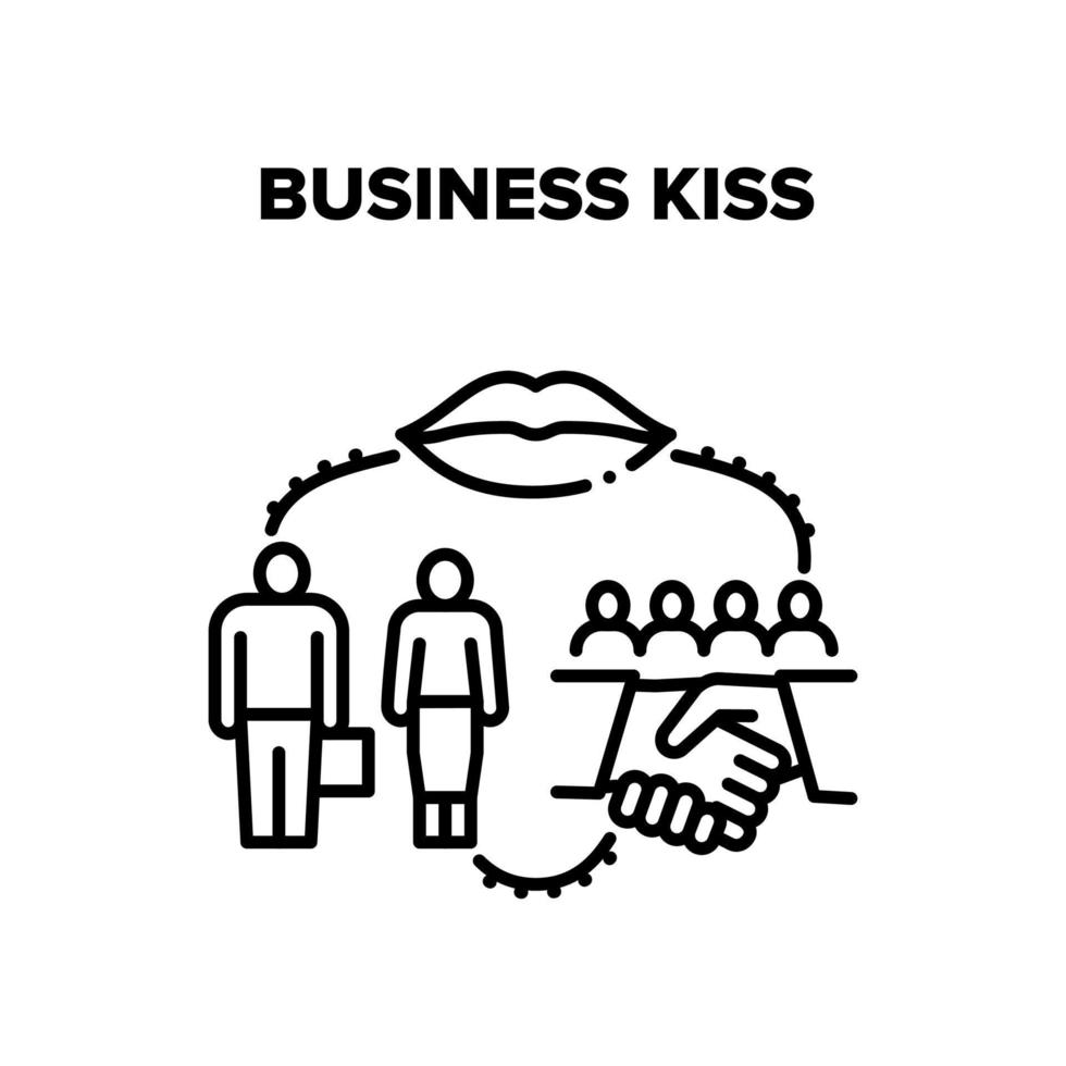 Business Kiss Vector Black Illustration