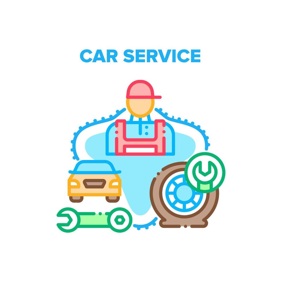 ilustración de color de concepto de vector de servicio de coche