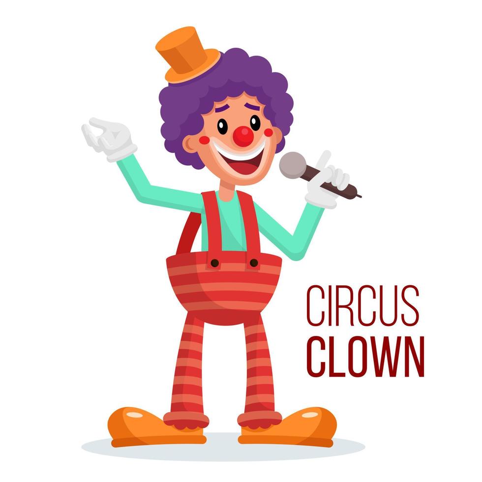 Circus Clown Vector. Performance For Hilarious Laughing People. Isolated On White Cartoon Character Illustration vector