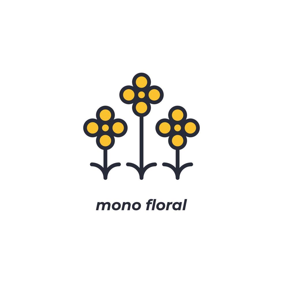 Vector sign mono floral symbol is isolated on a white background. icon color editable.