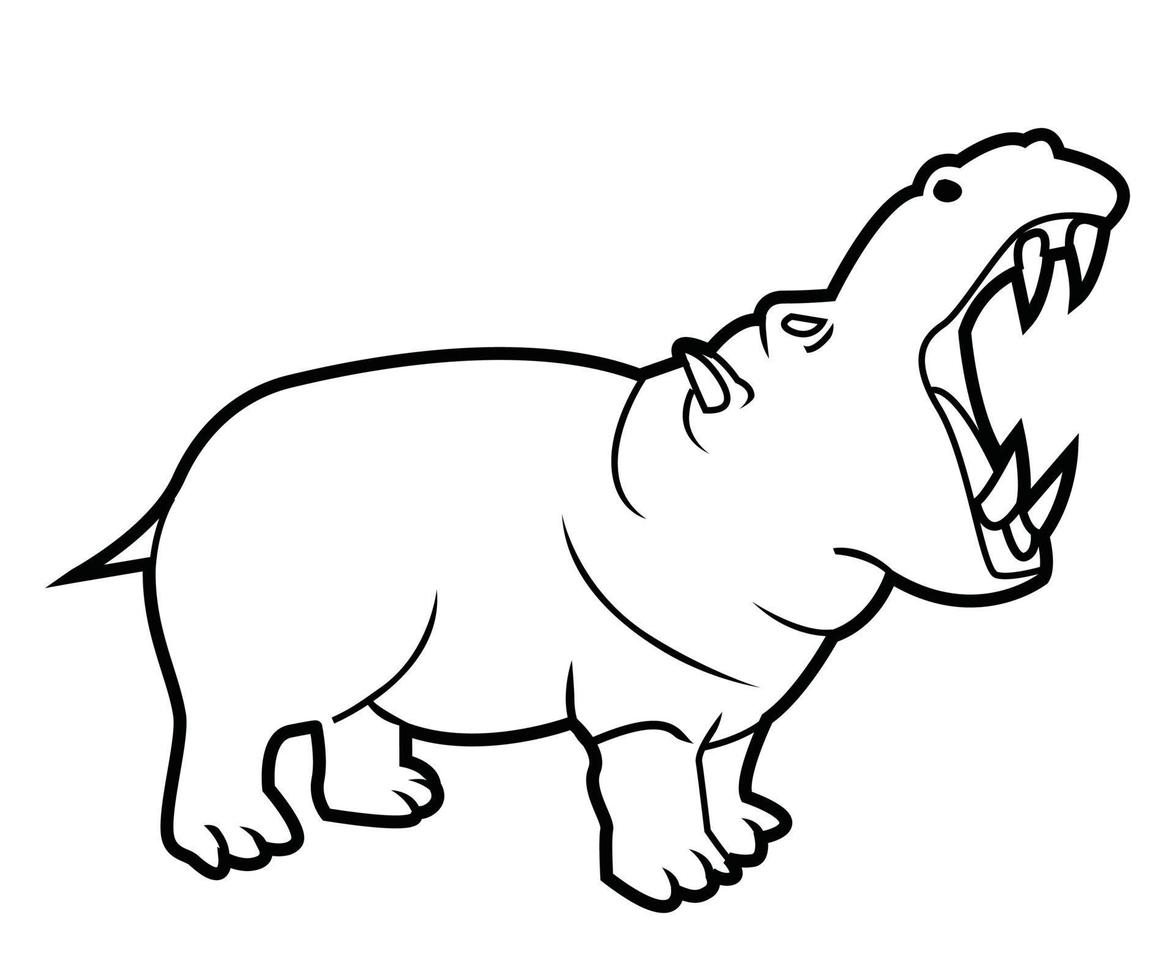 Illustration of hippo Caution Sign vector