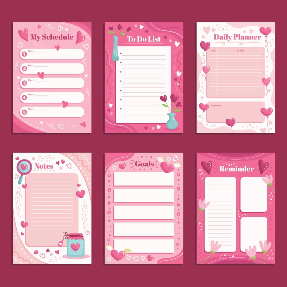 Journal Design Templates Valentine Pages vector