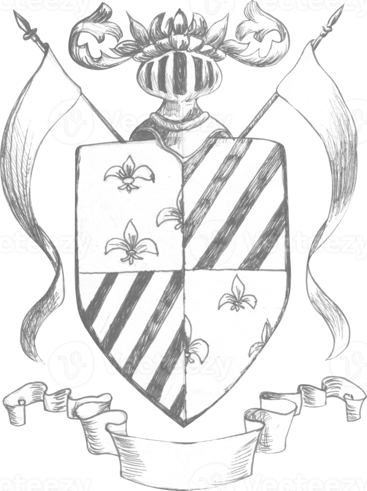 Graphic drawing of the family coat of arms for decorating a baroque wedding png