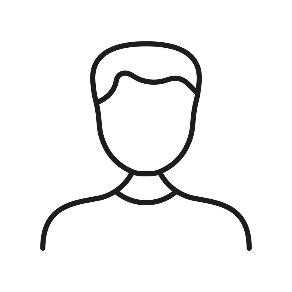 Man Line Icon. Male Person Linear Pictogram. Business Profile Outline Symbol. Businessman Sign. Human Face Portrait. Office People. User's Avatar. Editable Stroke. Isolated Vector Illustration.