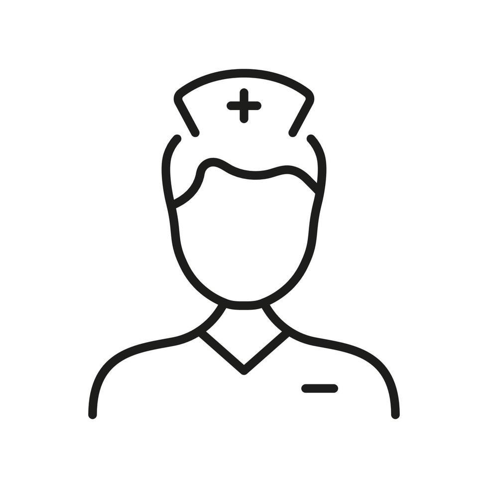 Doctor Man Line Icon. Professional Physician Linear Pictogram. Male Nurse Outline Icon. Health Care Medic Professional. Clinic Staff. Medical Specialist. Editable Stroke. Isolated Vector Illustration.