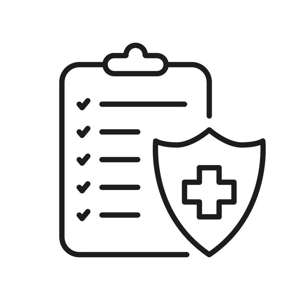 Medical Record Line Icon. Patient Diagnosis Report Linear Pictogram. Health Information on Clipboard Outline Icon. Hospital Note, Diagnostic Document. Editable Stroke. Isolated Vector Illustration.