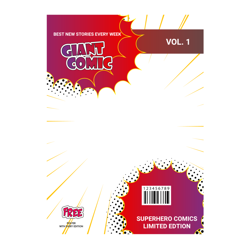 Comic book cover template design png