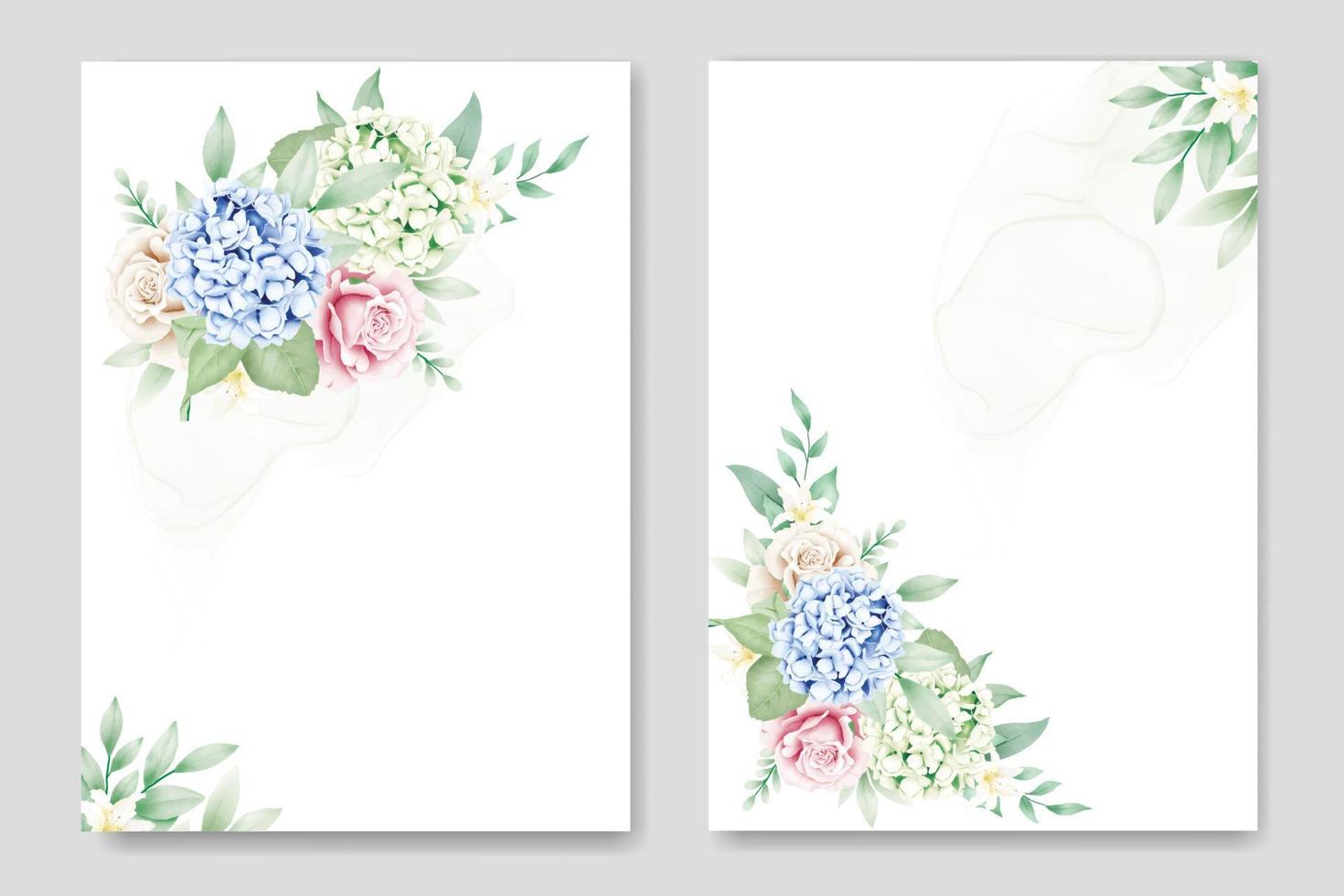 tarjeta de invitación de boda con plantilla de hortensia floral vector