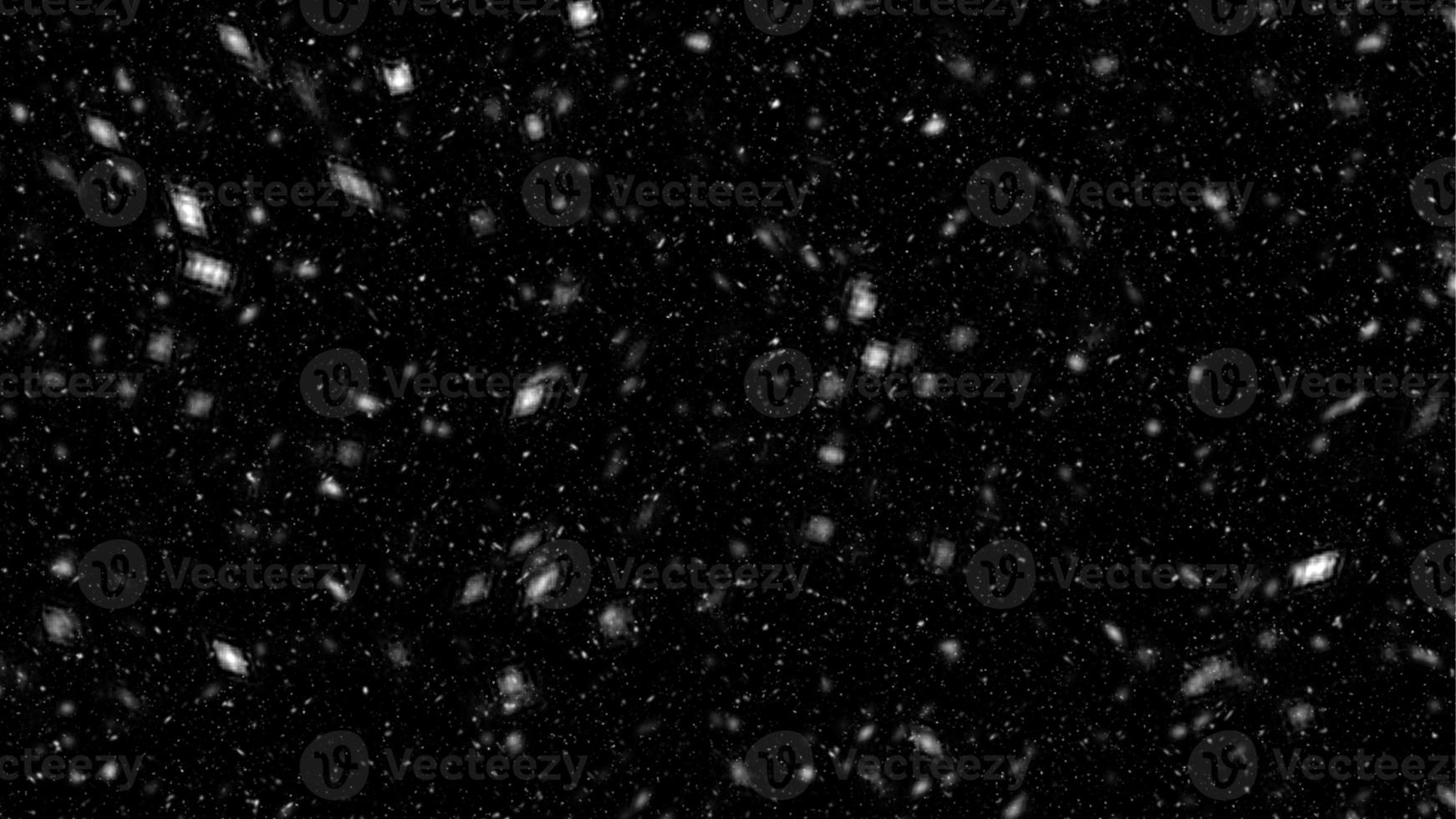 Falling snow flakes, Flying dust particles on a black background. Abstract winter background. Winter landscape with falling shining beautiful snow. photo