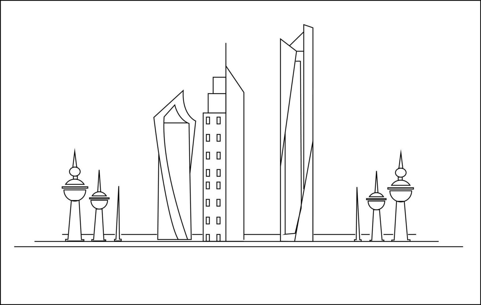 Kuwait famous place drawing vector illustration