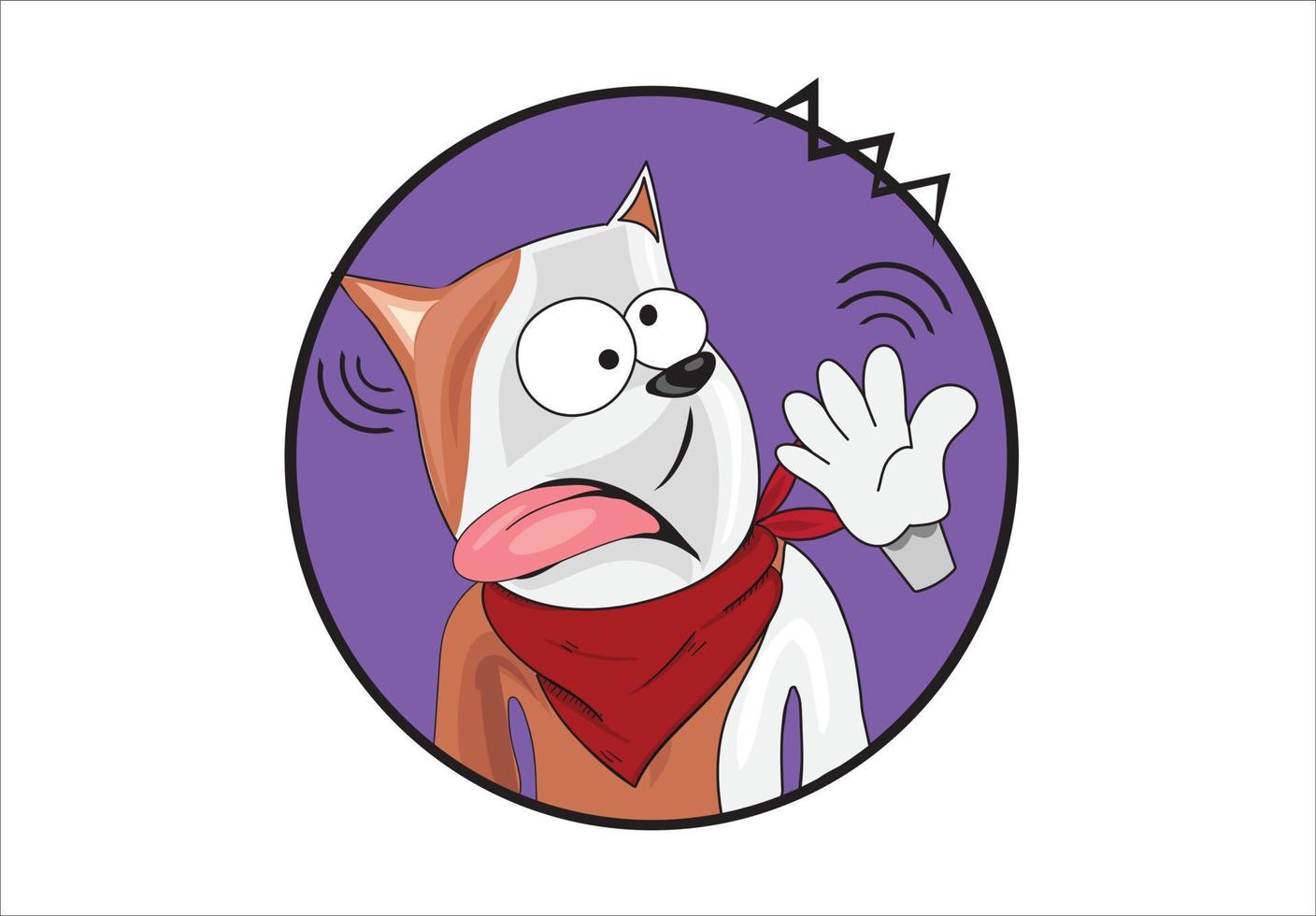 Dog cartoon face getting slapped illustration vector