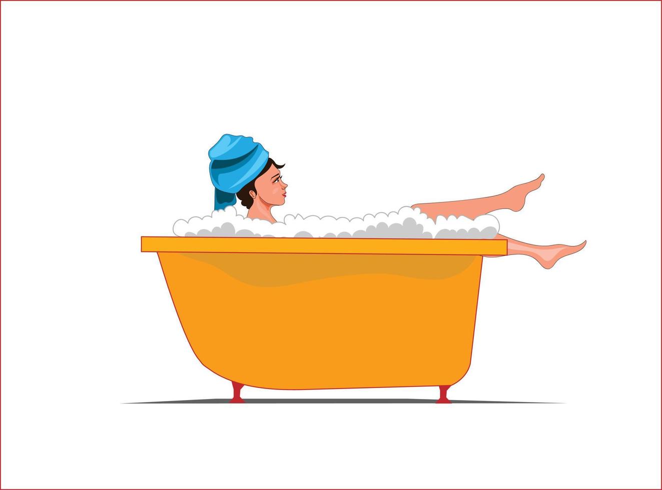 Girl washing body sitting in tub vector
