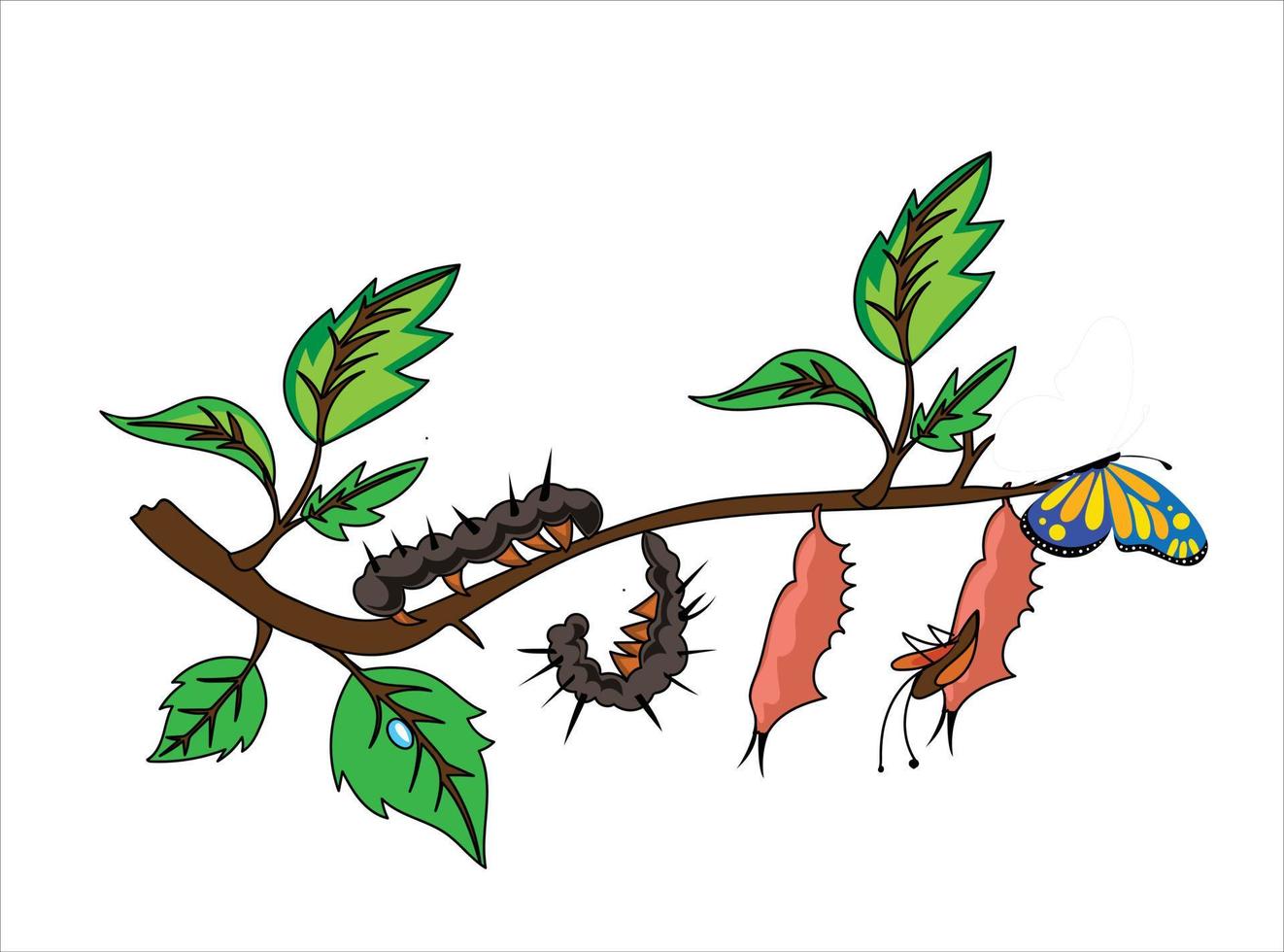 insect growing on tree cartoon vector