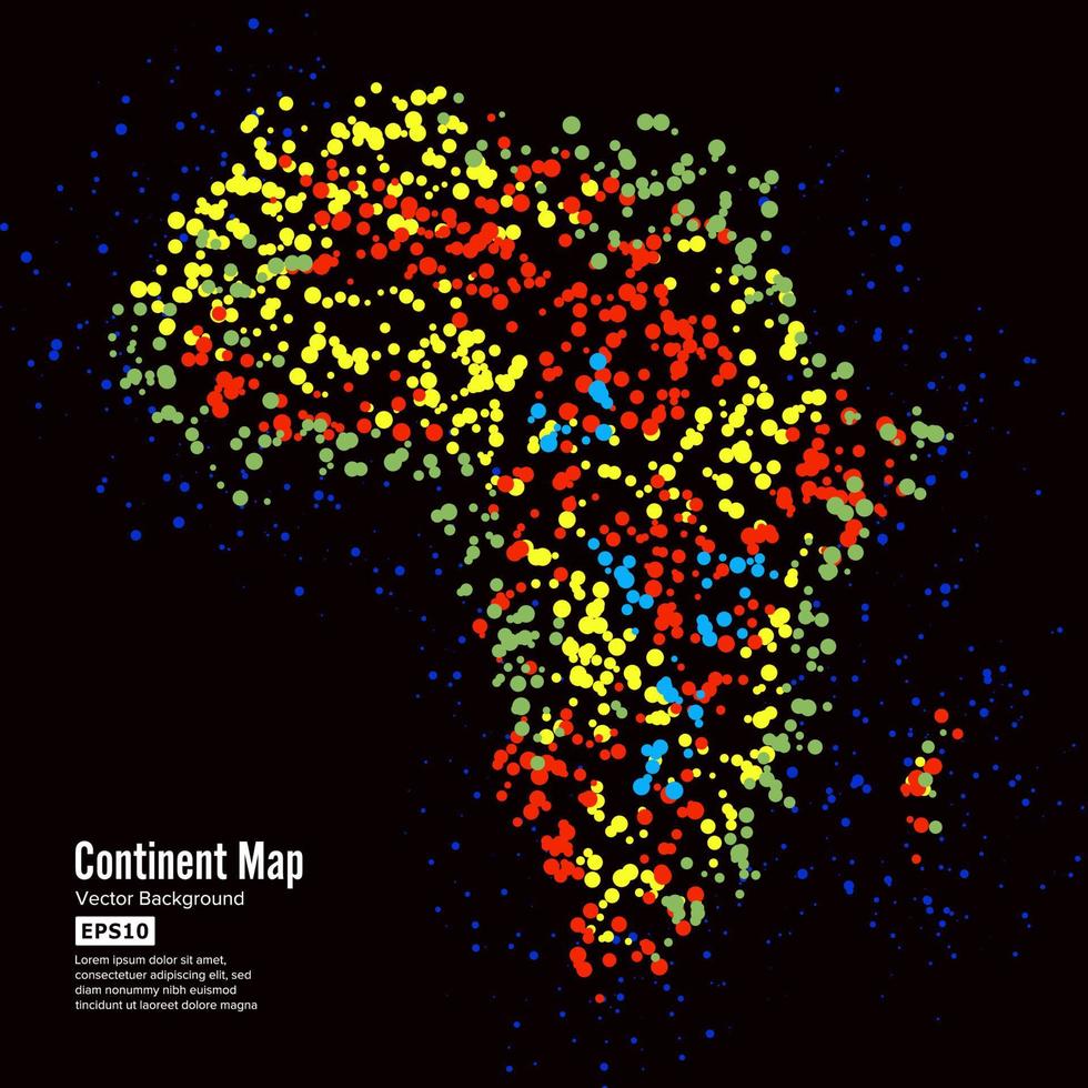 Africa. Continent Map Abstract Background Vector. Formed From Colorful Dots Isolated On Black. vector