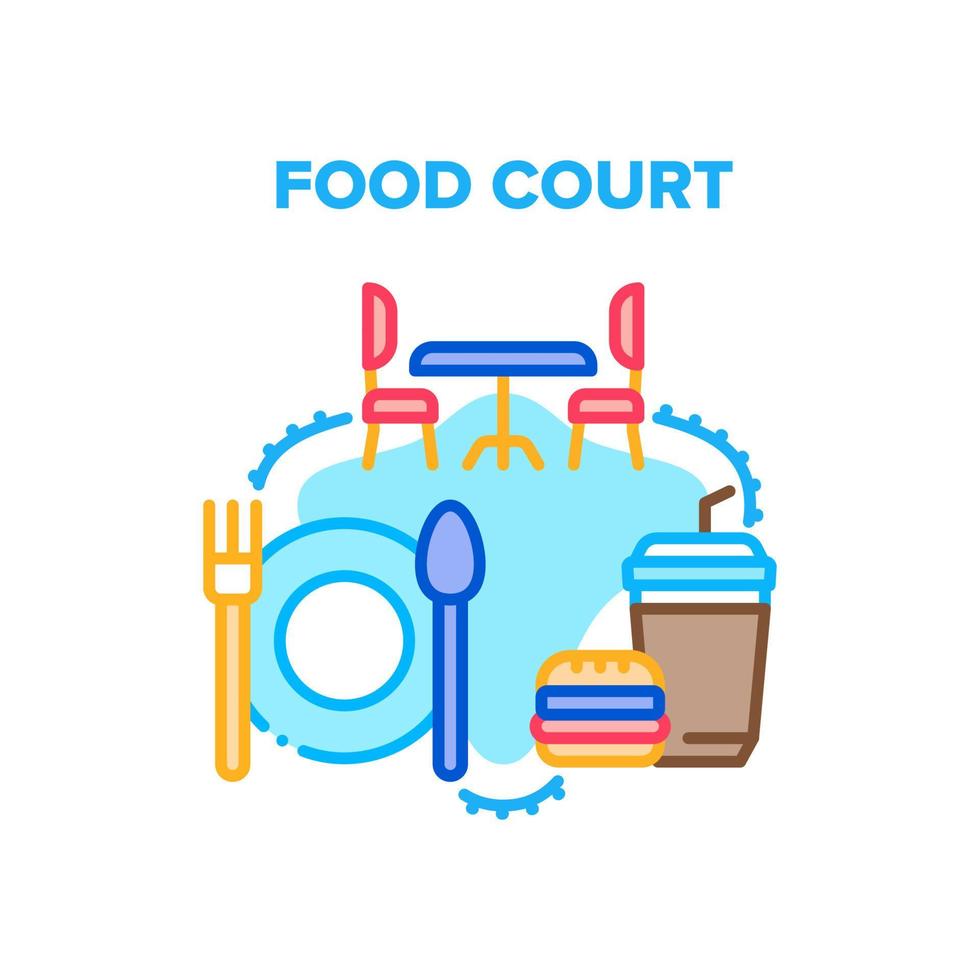 Food Court Cafe Vector Concept Color Illustration