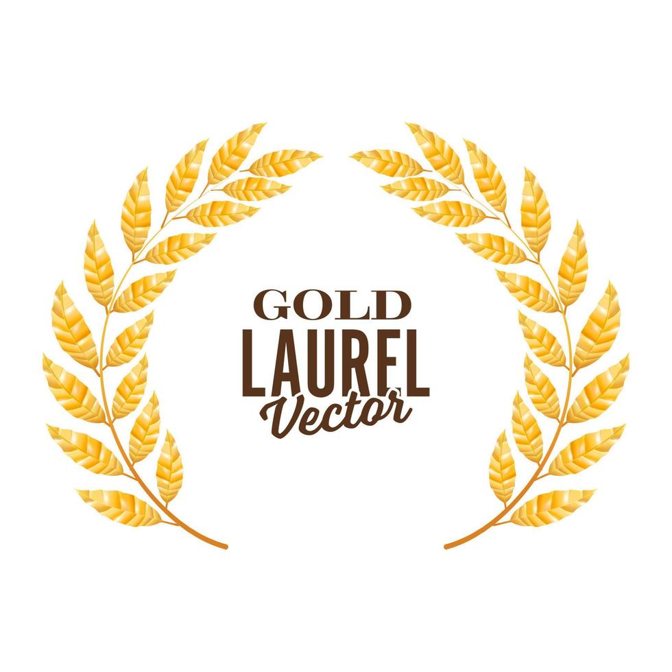 Gold Laurel Vector. Shine Wreath Award Design vector