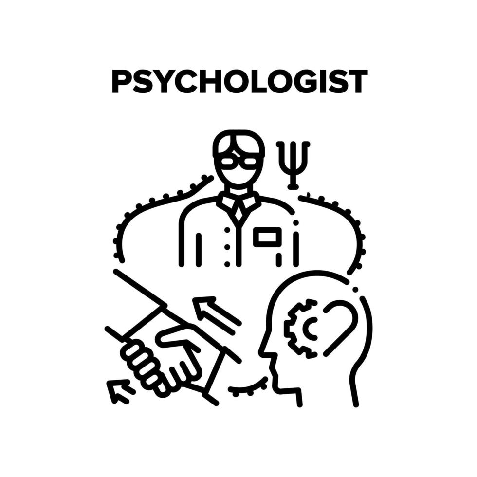 Psychologist Psychotherapy Vector Black Illustration
