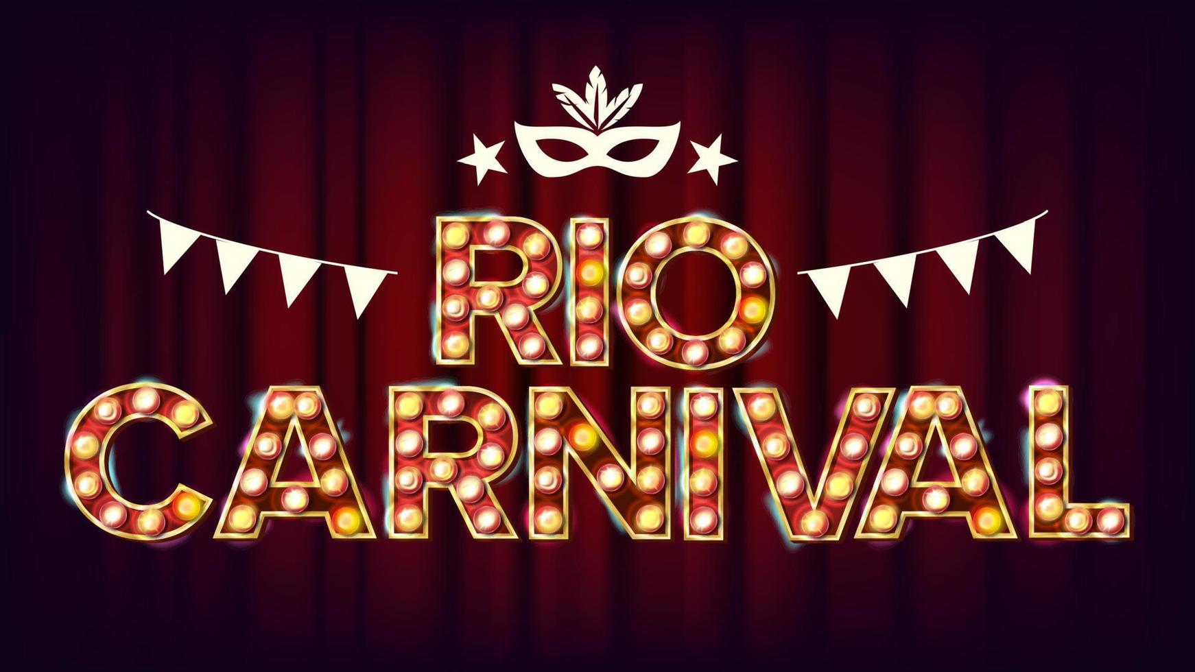 RIO Carnival Background Vector. Carnival Vintage Style Illuminated Light. For Night Party Poster Design. Vintage Illustration vector