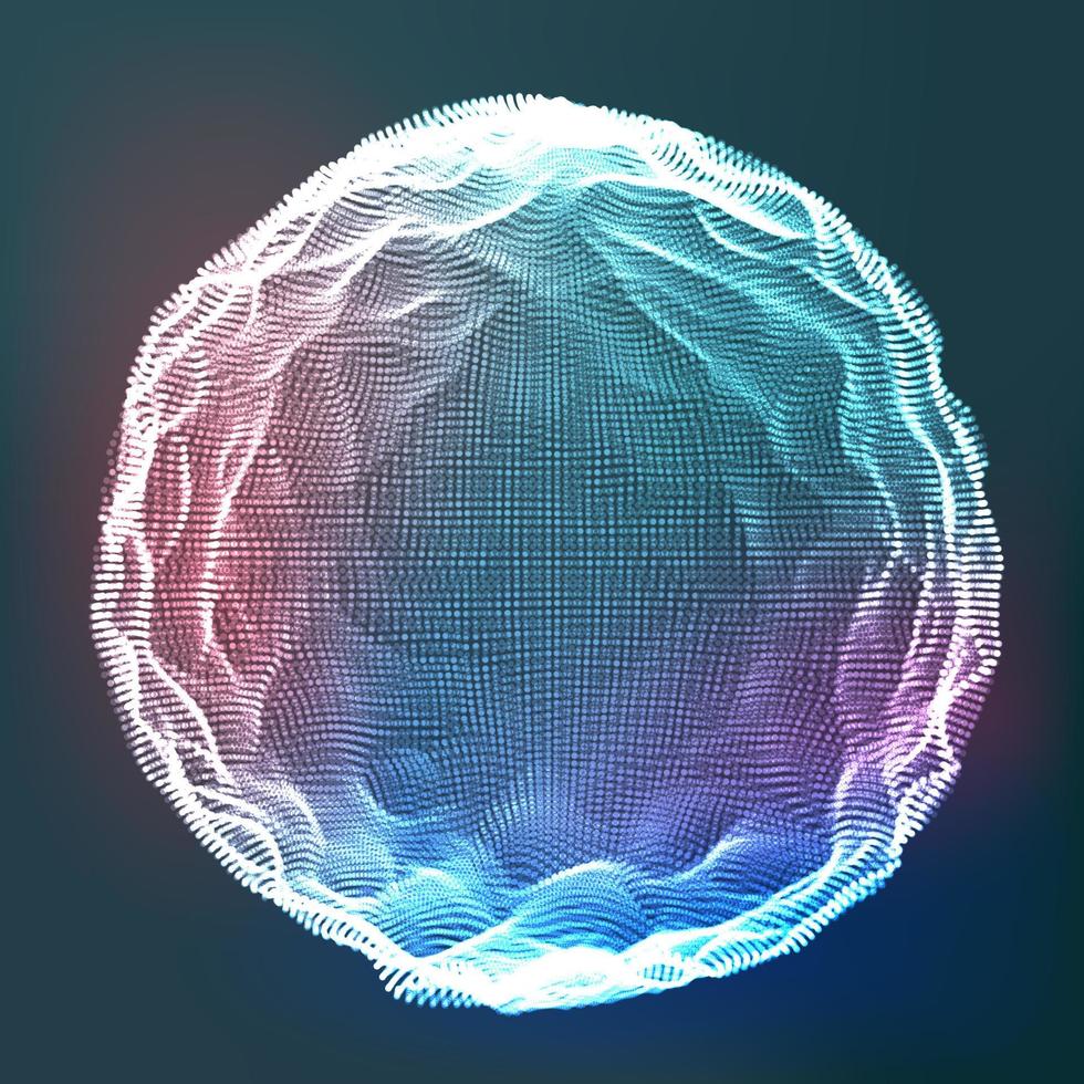 vector de esfera abstracta brillante. estructura alámbrica de datos. explosión. partículas que fluyen. ilustración