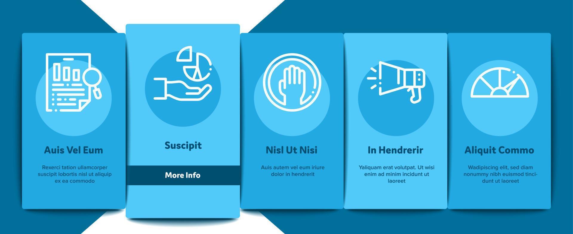 Swot Analysis Strategy Onboarding Elements Icons Set Vector