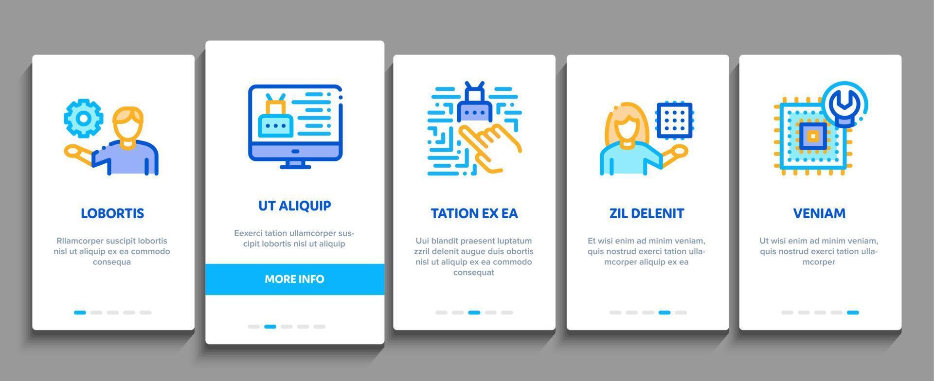 Robotics Master Onboarding Elements Icons Set Vector