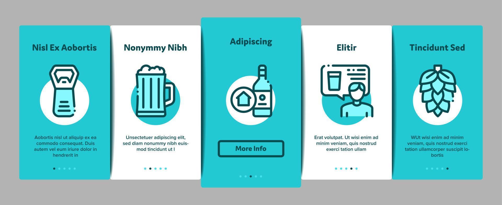 Home Brewing Beer Onboarding Elements Icons Set Vector