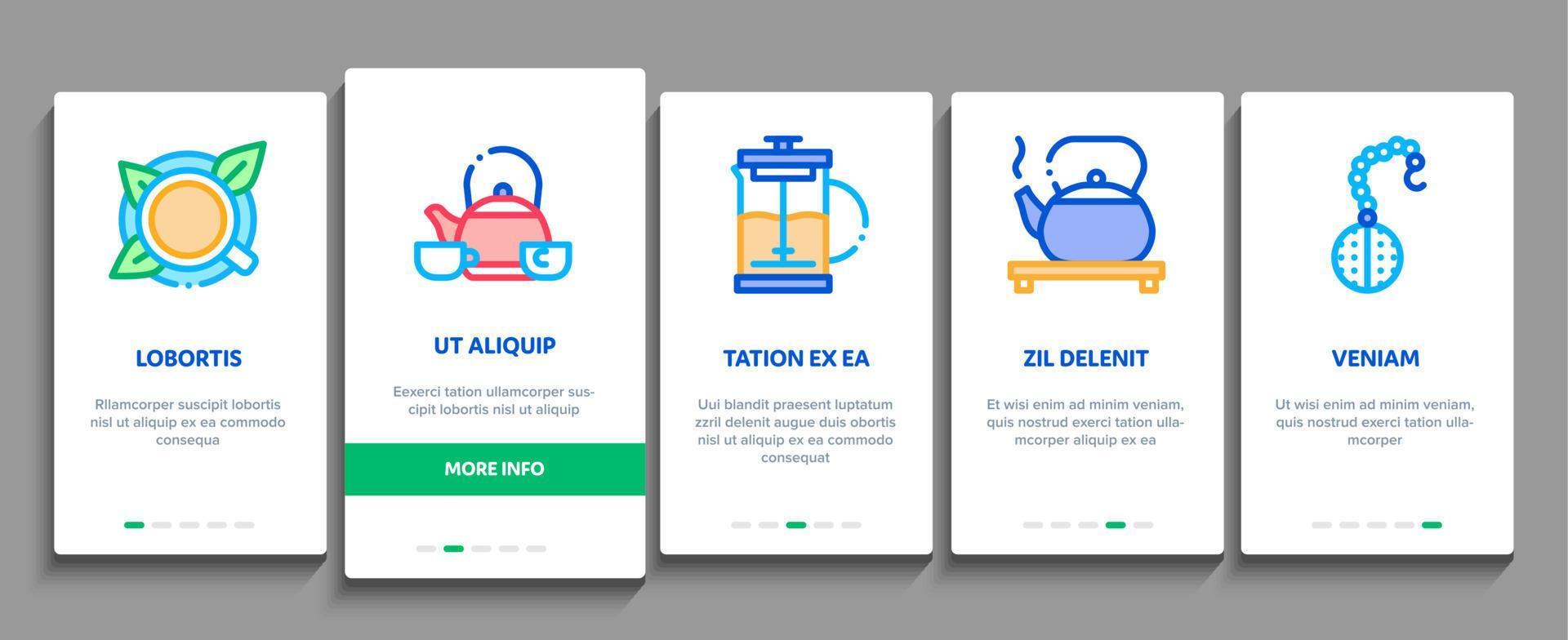 Tea Ceremony Tradition Onboarding Elements Icons Set Vector