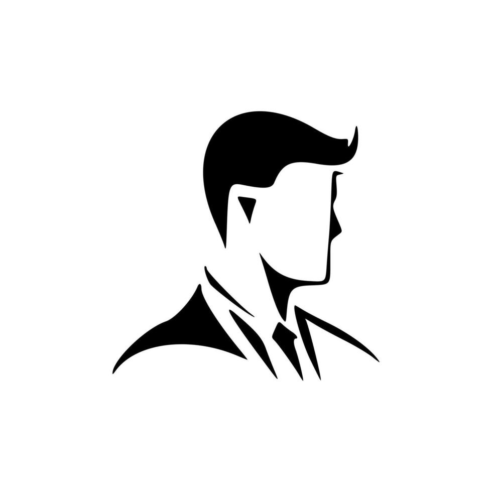 Beautifully designed black and white logo featuring a male businessman. Good for typography. vector