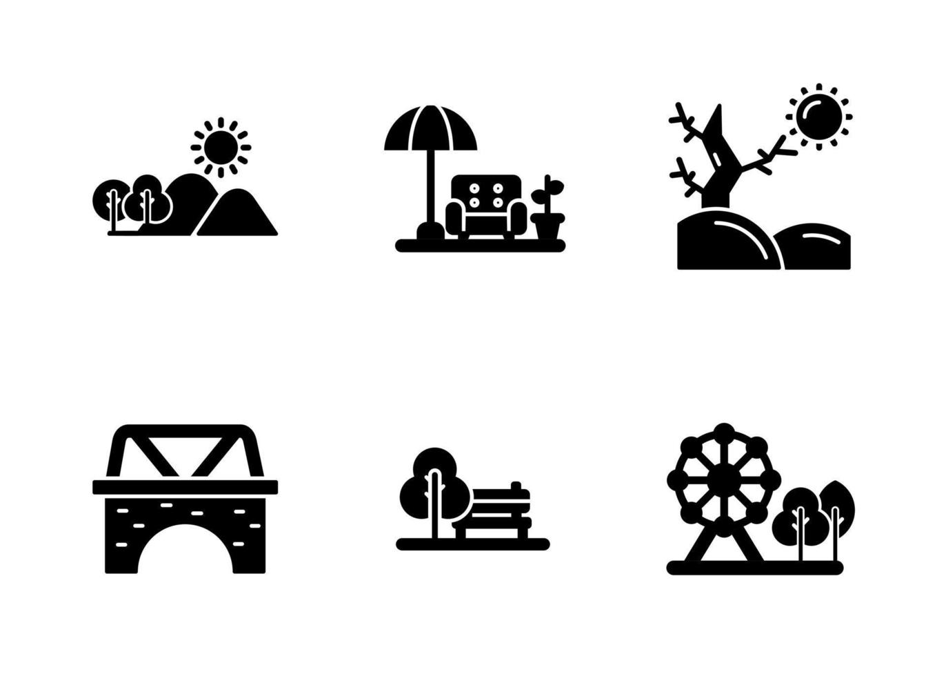 conjunto de iconos de vector de paisajes