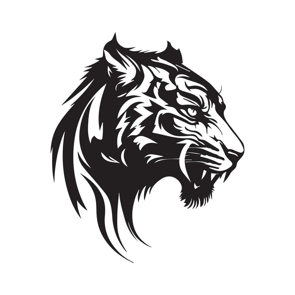 Tiger head minimal vector icon. Isolated predator illustration. Mascot ...