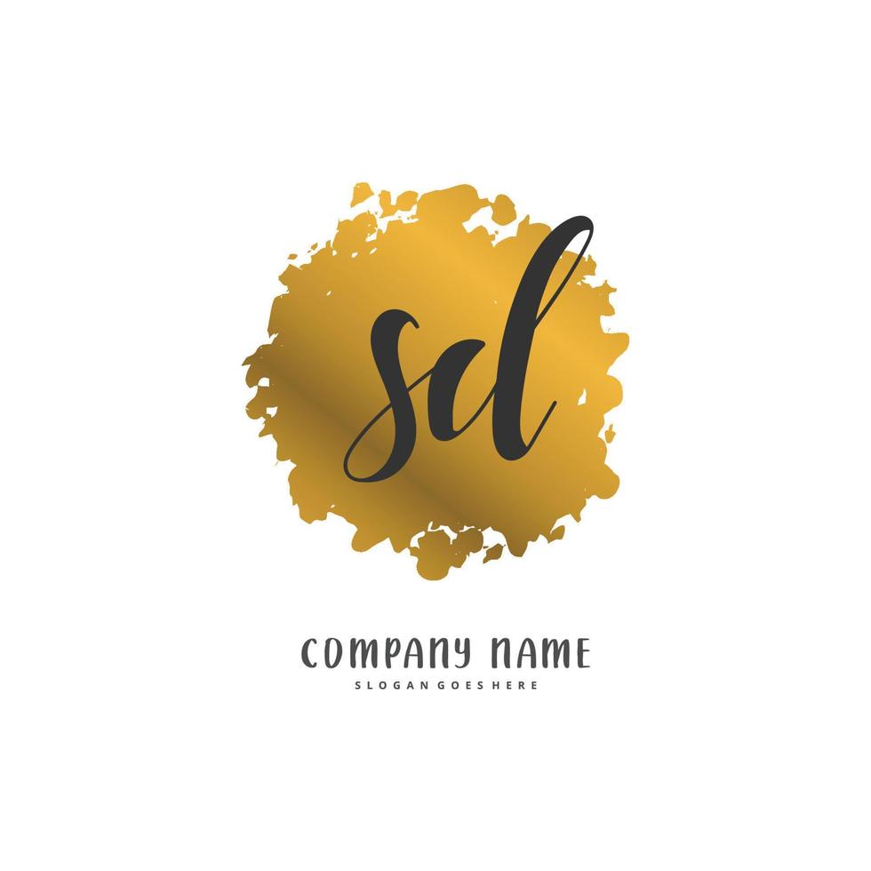 sd escritura a mano inicial y diseño de logotipo de firma con círculo. hermoso diseño de logotipo escrito a mano para moda, equipo, boda, logotipo de lujo. vector