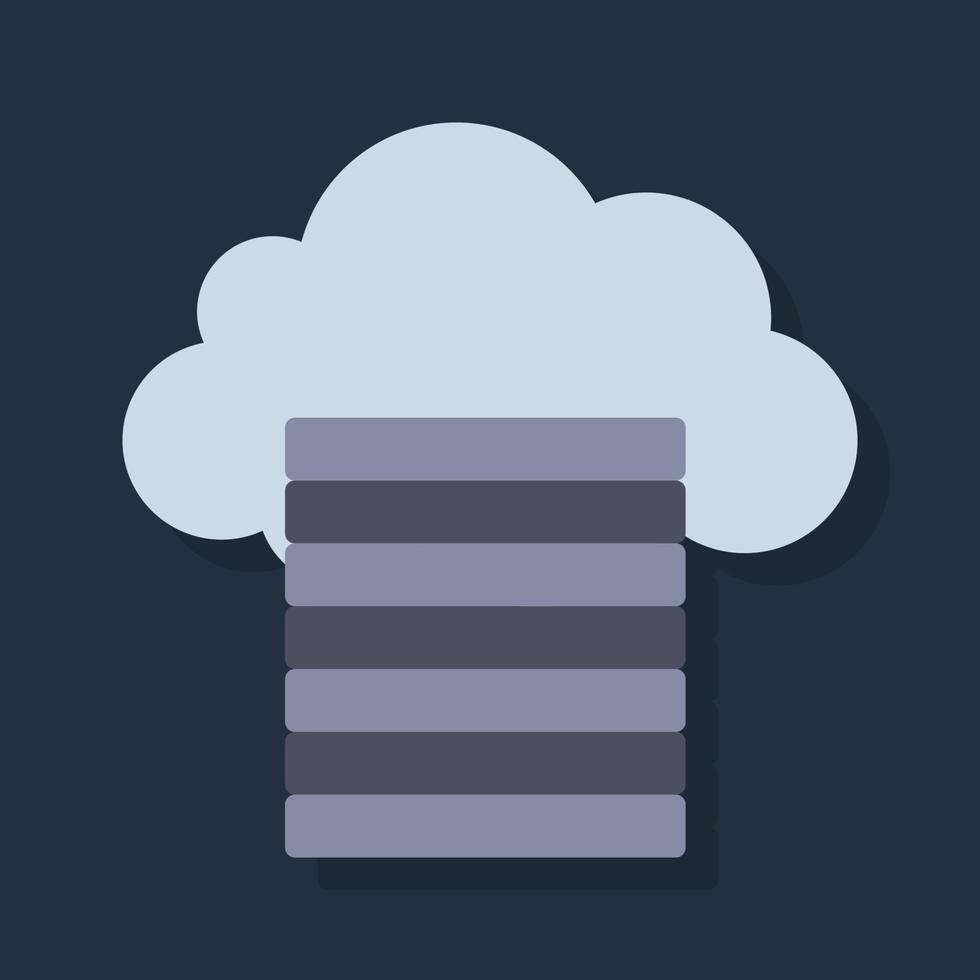 Cloud Database - Flat color icon. vector