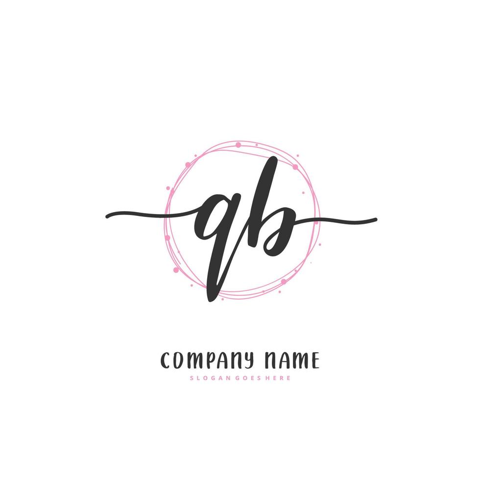 QB Initial handwriting and signature logo design with circle. Beautiful design handwritten logo for fashion, team, wedding, luxury logo. vector