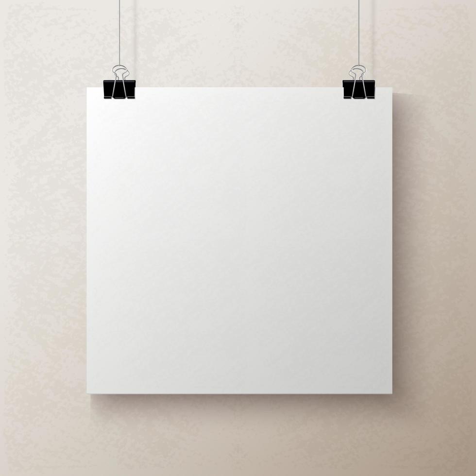 Hanging square paper mock up vector