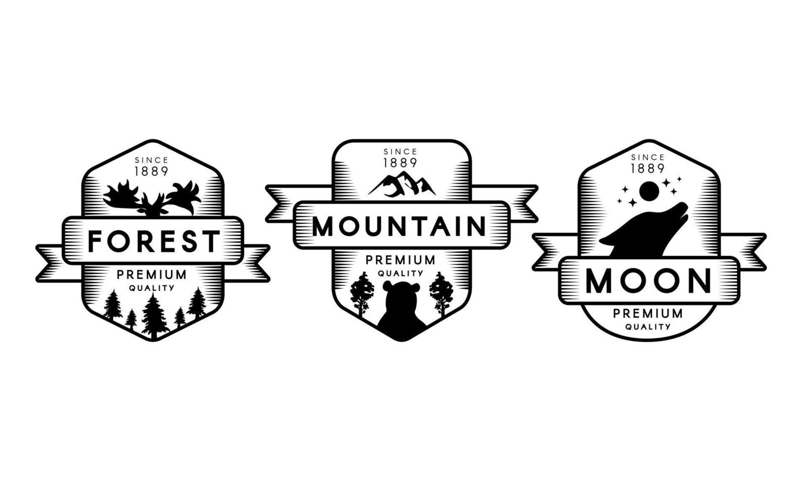 Nature reserve outline vector logo set