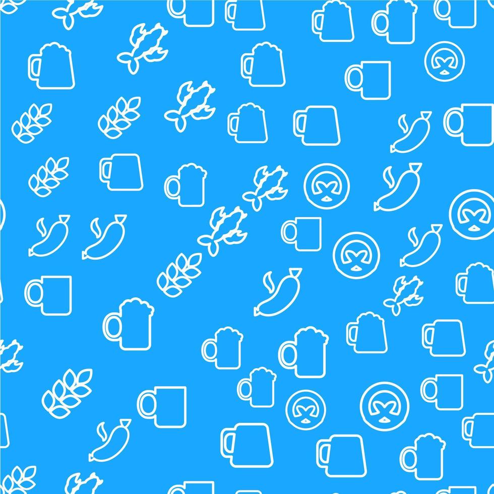 Oktoberfest Seamless Pattern With Drink and Food vector