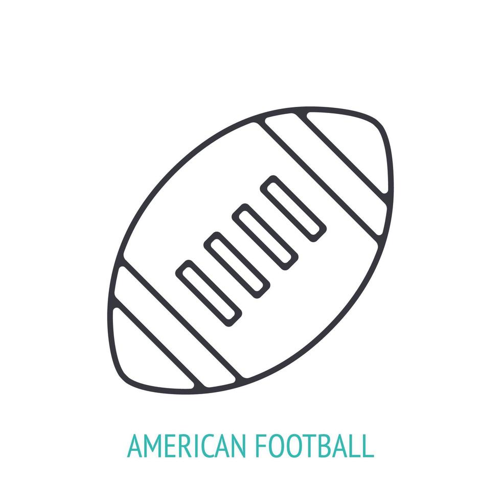 American football or rugby ball outline icon vector
