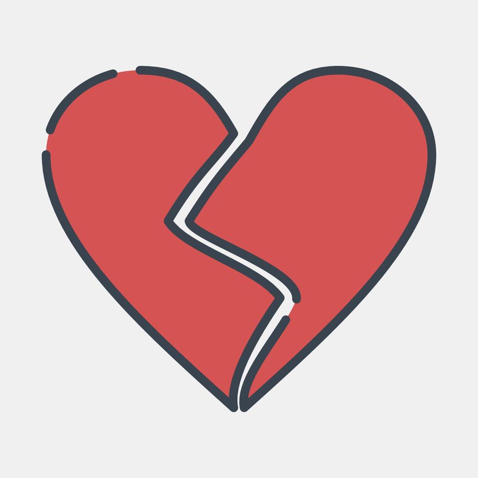 Icon broken heart. Valentine day celebration elements. Icons in filled line style. Good for prints, posters, logo, party decoration, greeting card, etc. vector