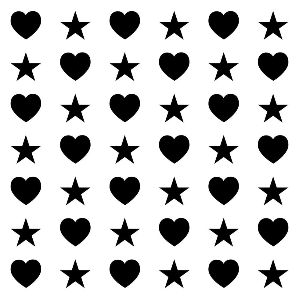 Pattern of silhouettes of stars and hearts vector