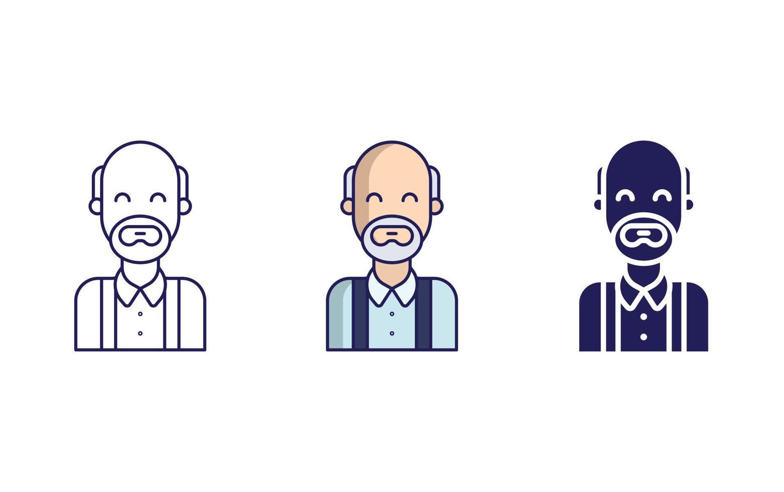 Grandfather, Old man avatar icon vector