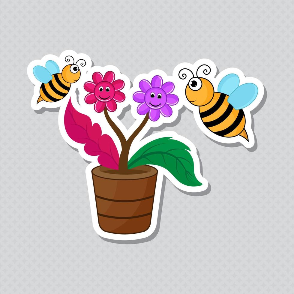 Funny Bee Honey Vector Illustratin Set