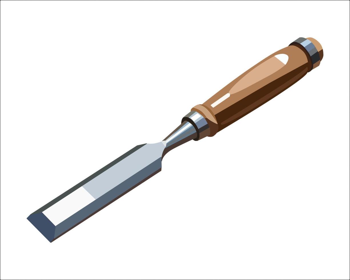 ilustración vectorial cincel tallado en madera aislado sobre fondo blanco. herramientas manuales de carpintería con mango de madera vector