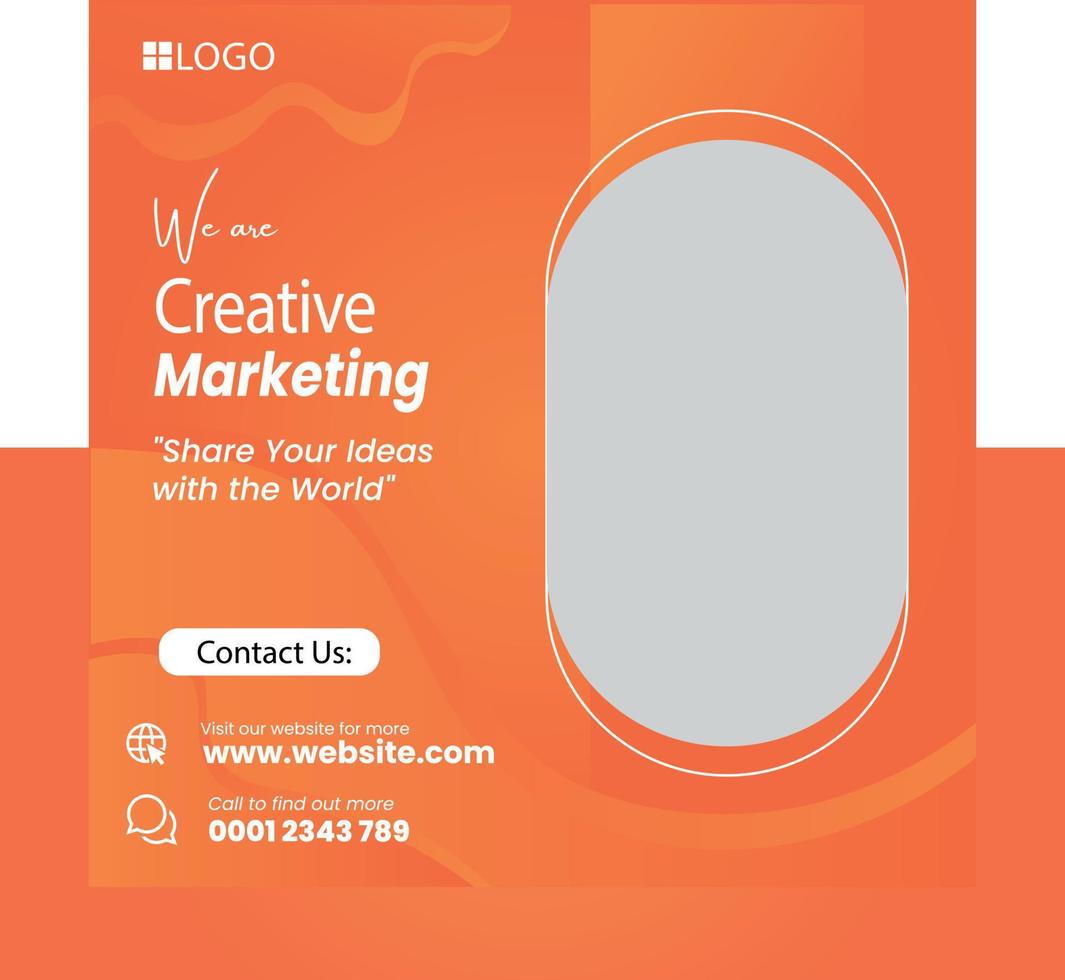 Creative marketing agency square flyer or  Social media post template vector