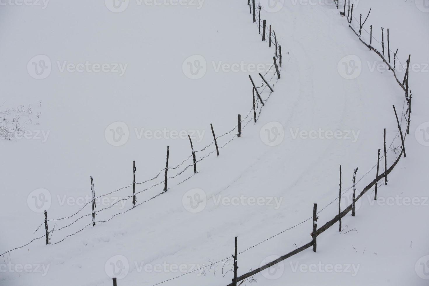 An abundant snowfall in the Romanian Carpathians in the village of Sirnea, Brasov. Real winter with snow in the country photo