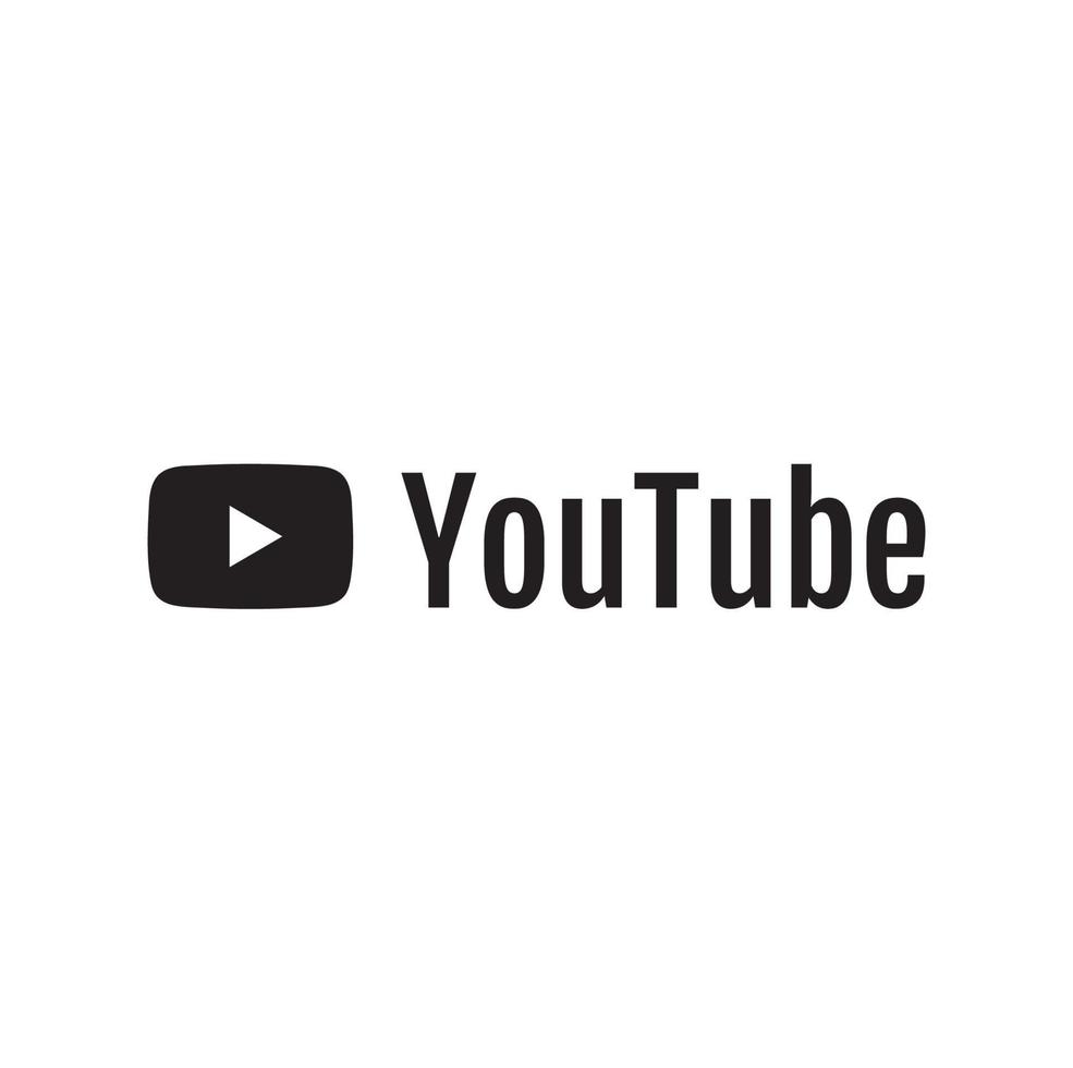 logotipo de youtube en blanco y negro, icono negro de youtube, logotipo de youtube vector