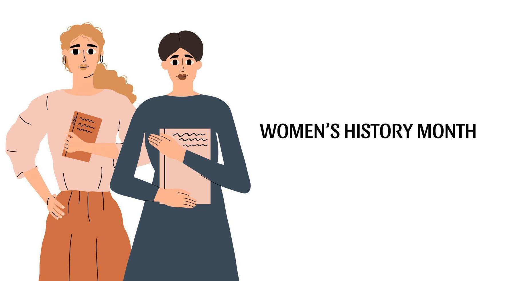 Banner for Women's History Month. Vector illustration in hand drawn style