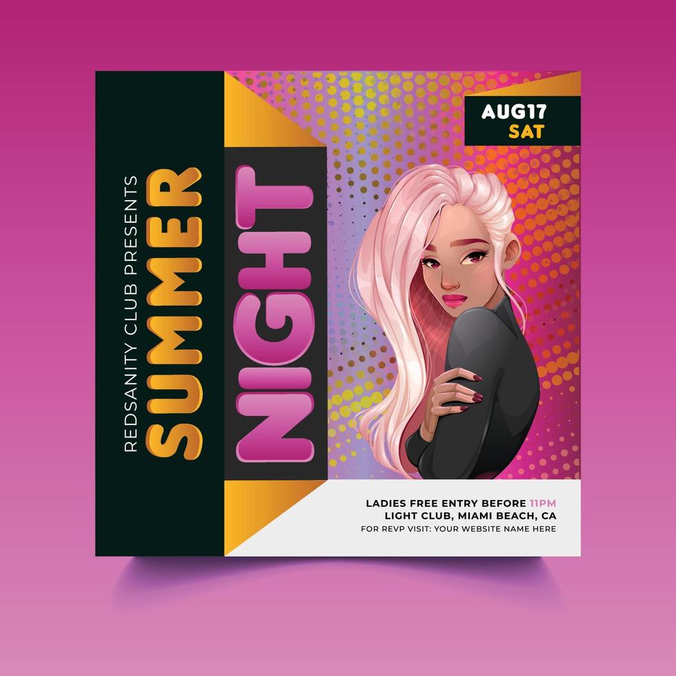 Vector summer night flyer template
