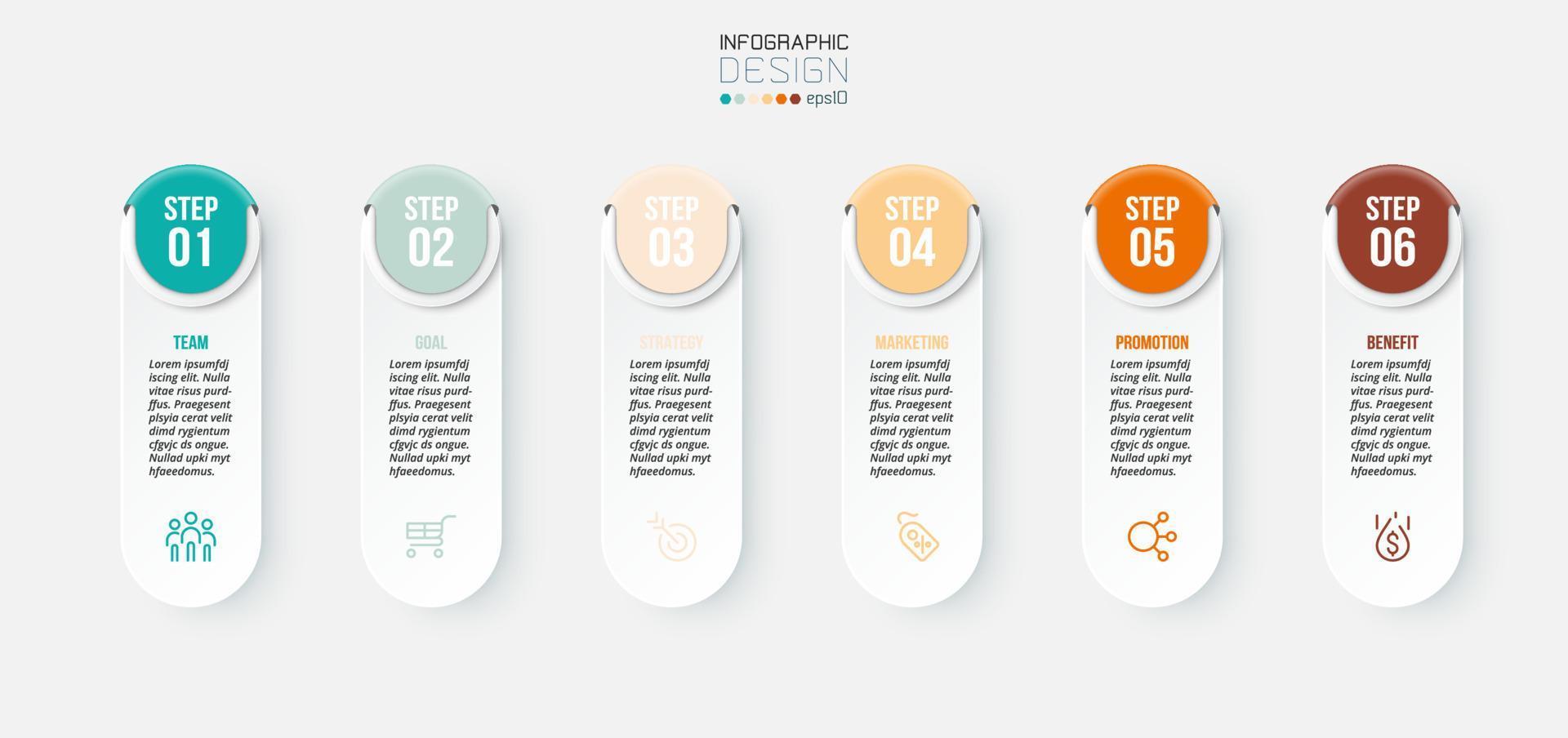 concepto de negocio de plantilla infográfica con paso. vector